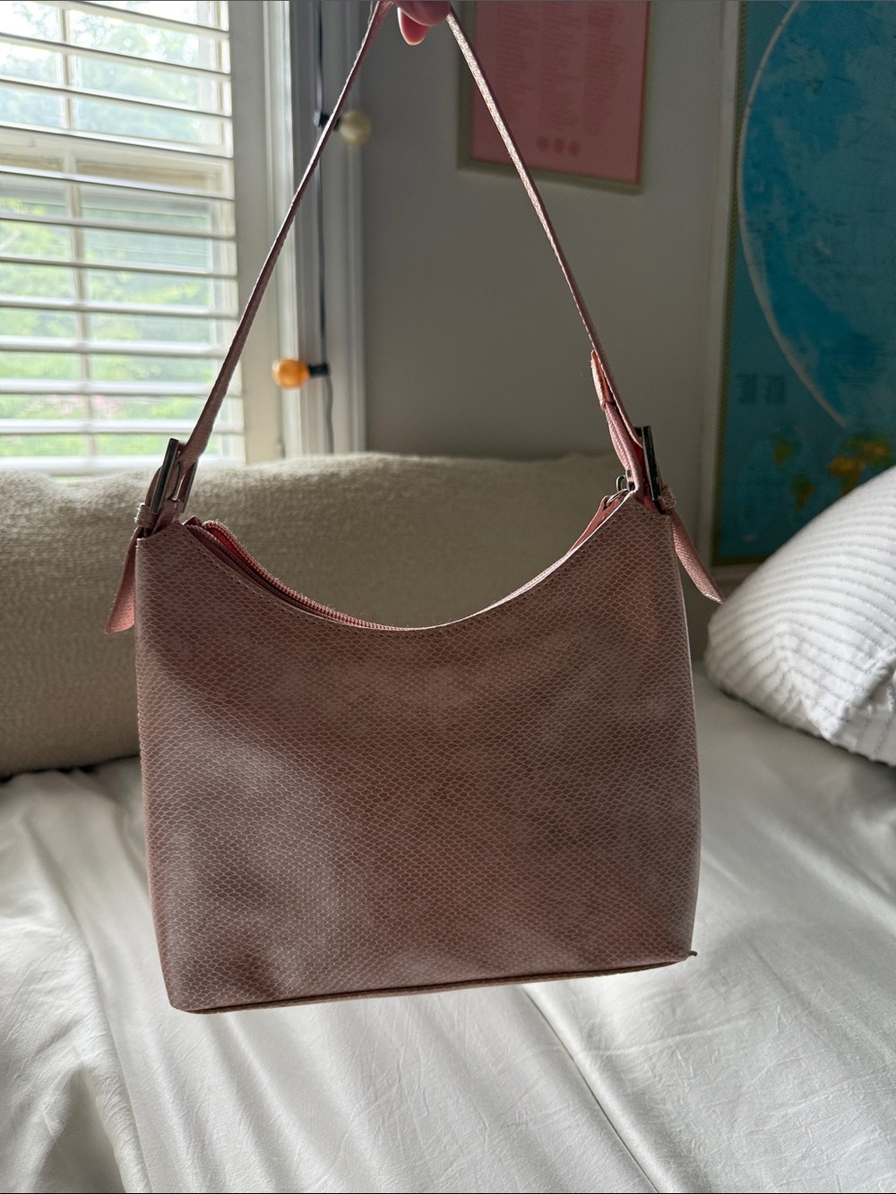 Women's Pink Boccelli Textured Shoulder Bag